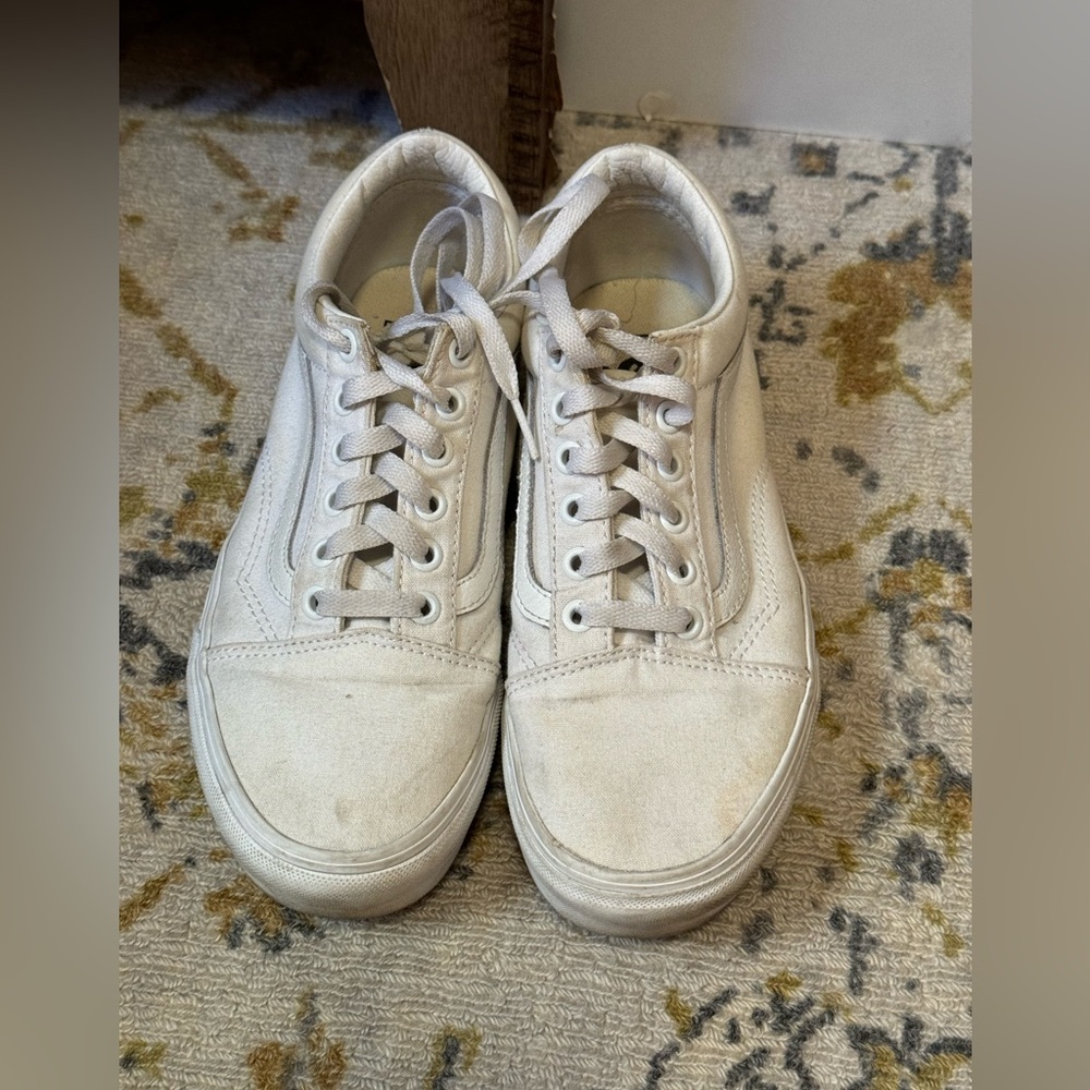 Vans Old Skool Platform Shoes, True White | Sz 7.5
